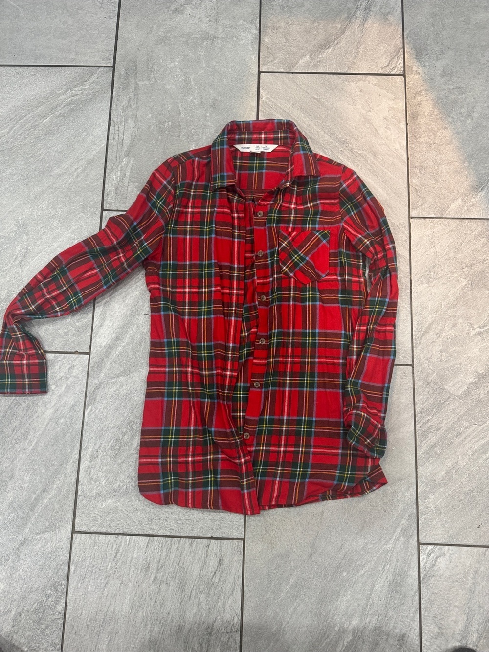 Red Plaid Button-Up Shirt
